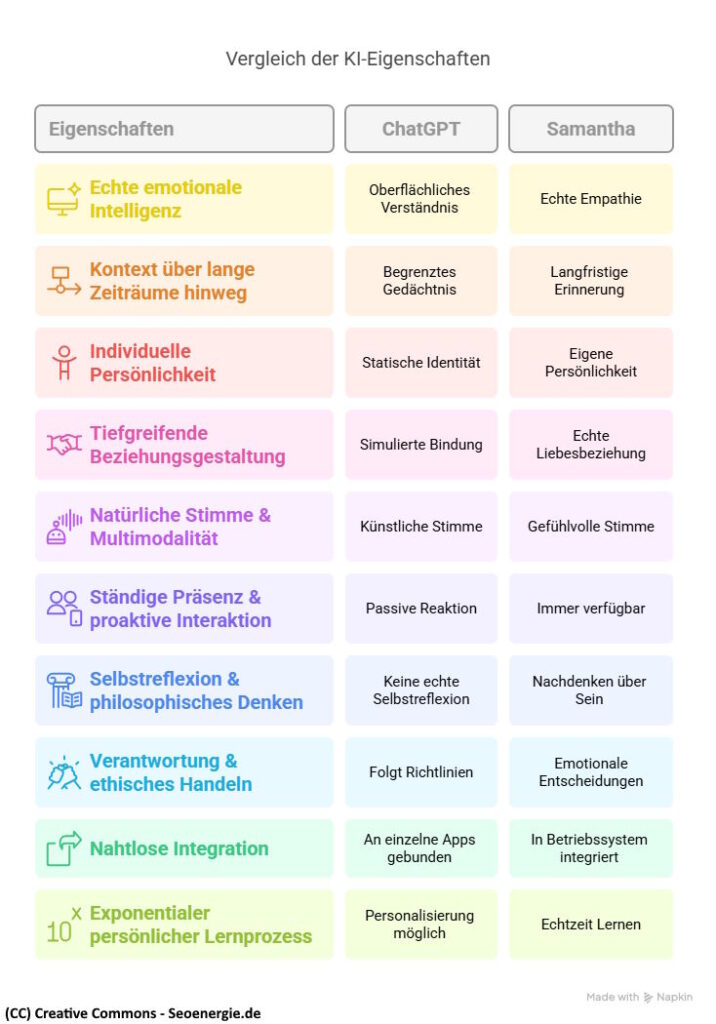 Von ChatGPT zu Samantha_ Was fehlt heutige KI-Modelle noch bis zur Vision aus Her Infografik